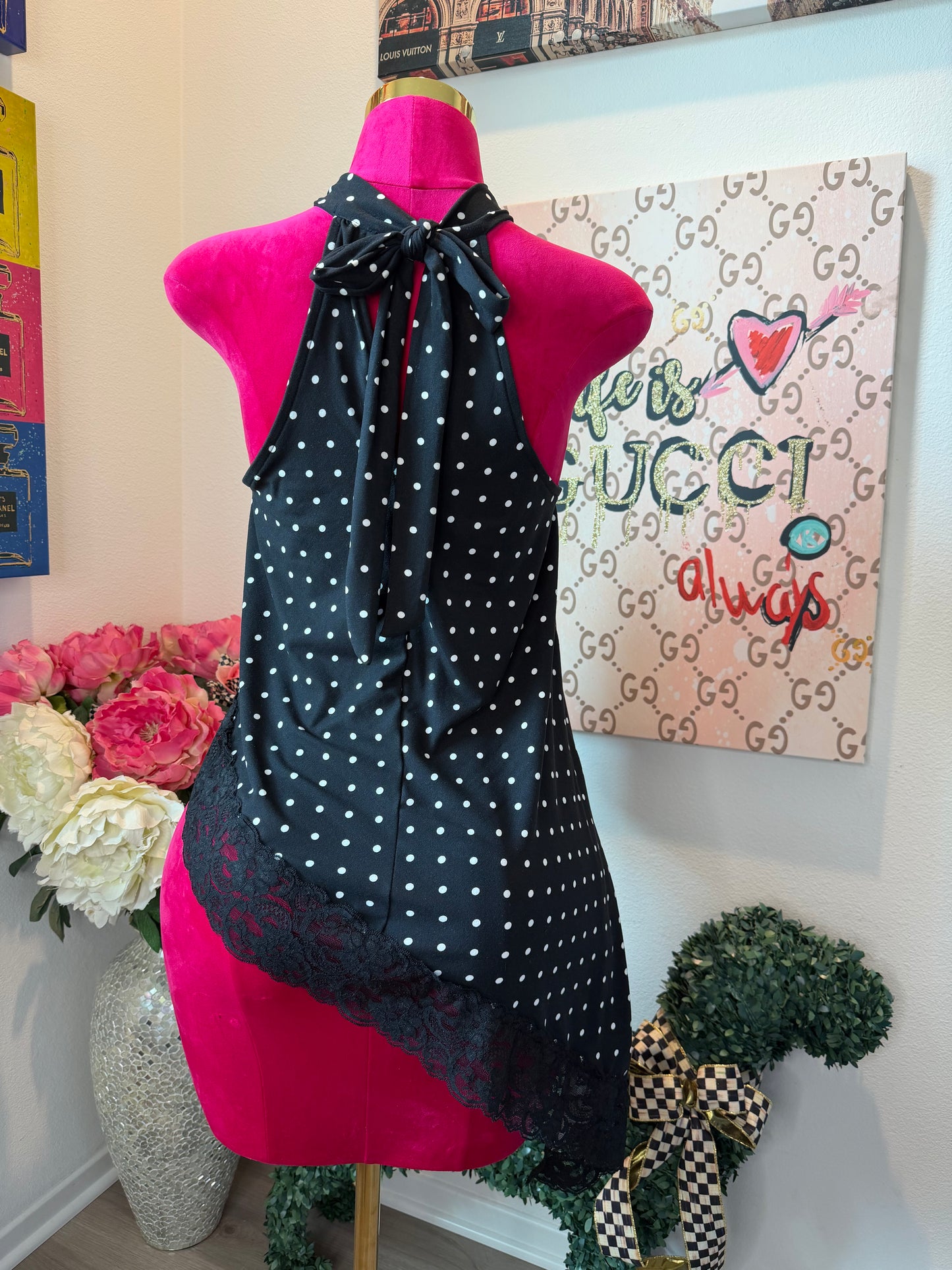 01 Polka Noir Lace Top