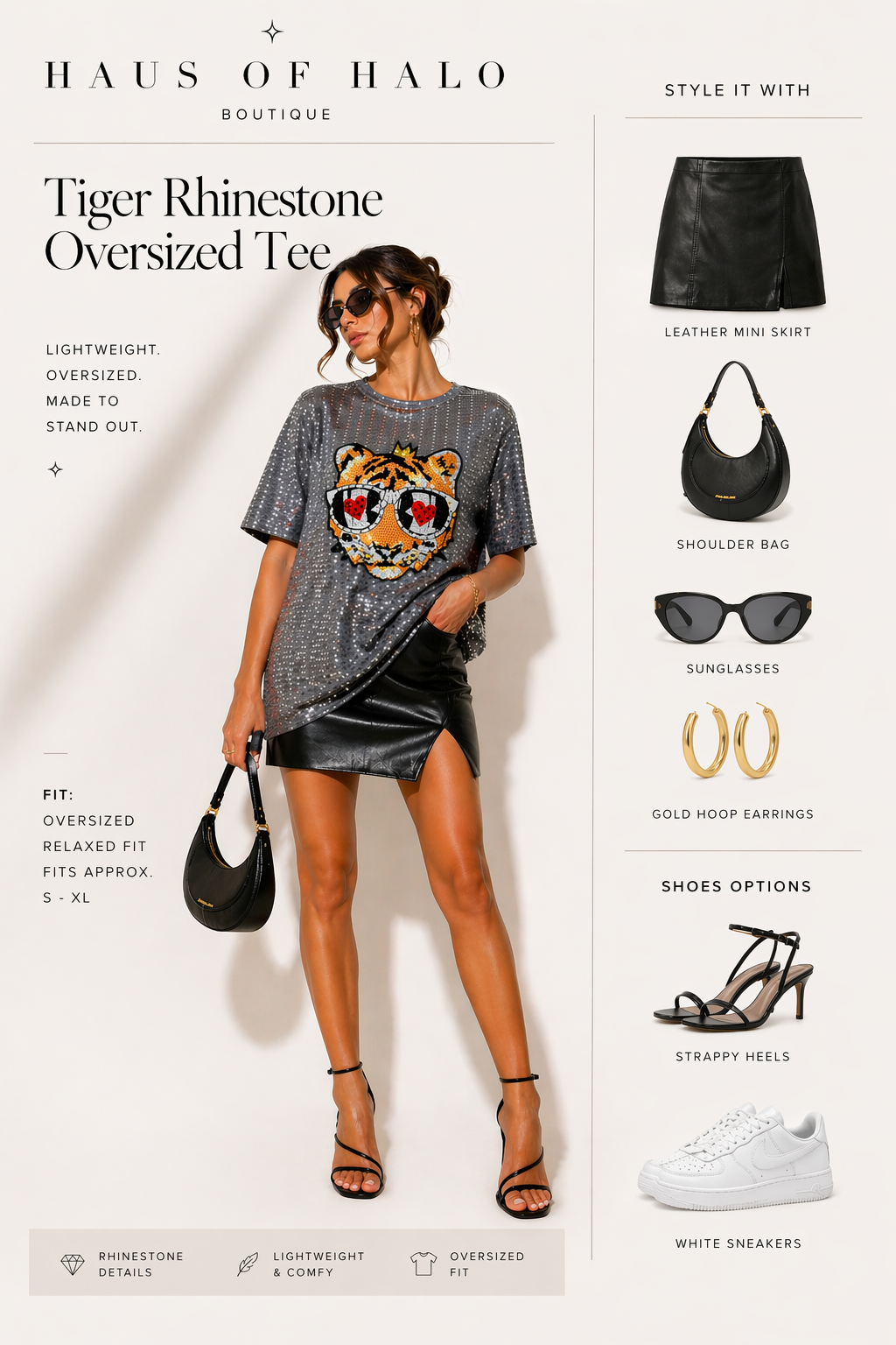 09 Tiger Rhinestone Oversized