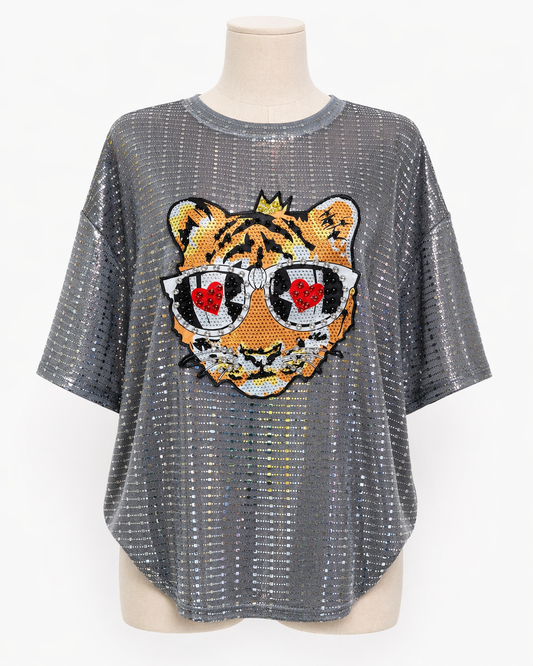09 Tiger Rhinestone Oversized