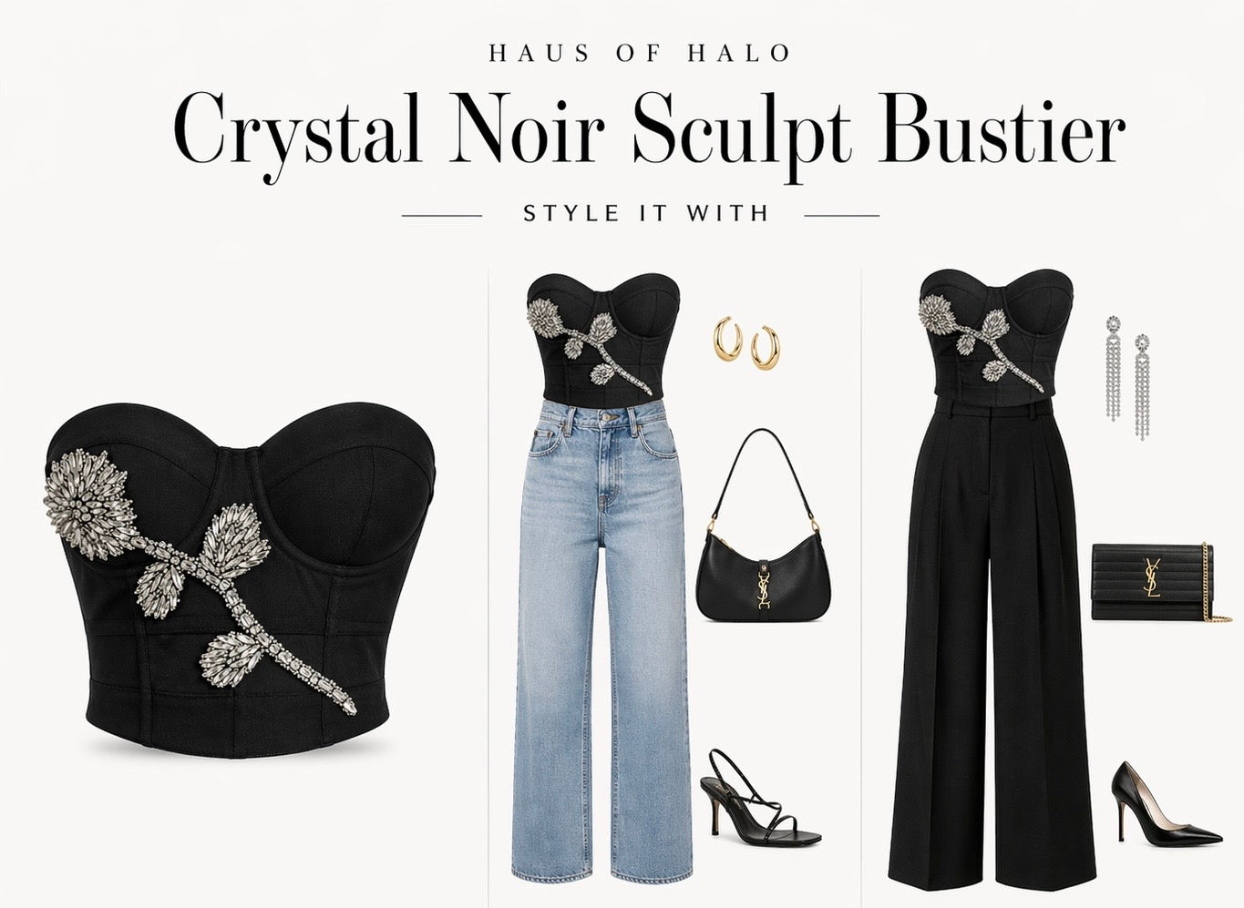 11 Crystal Noir Sculpt Bustier