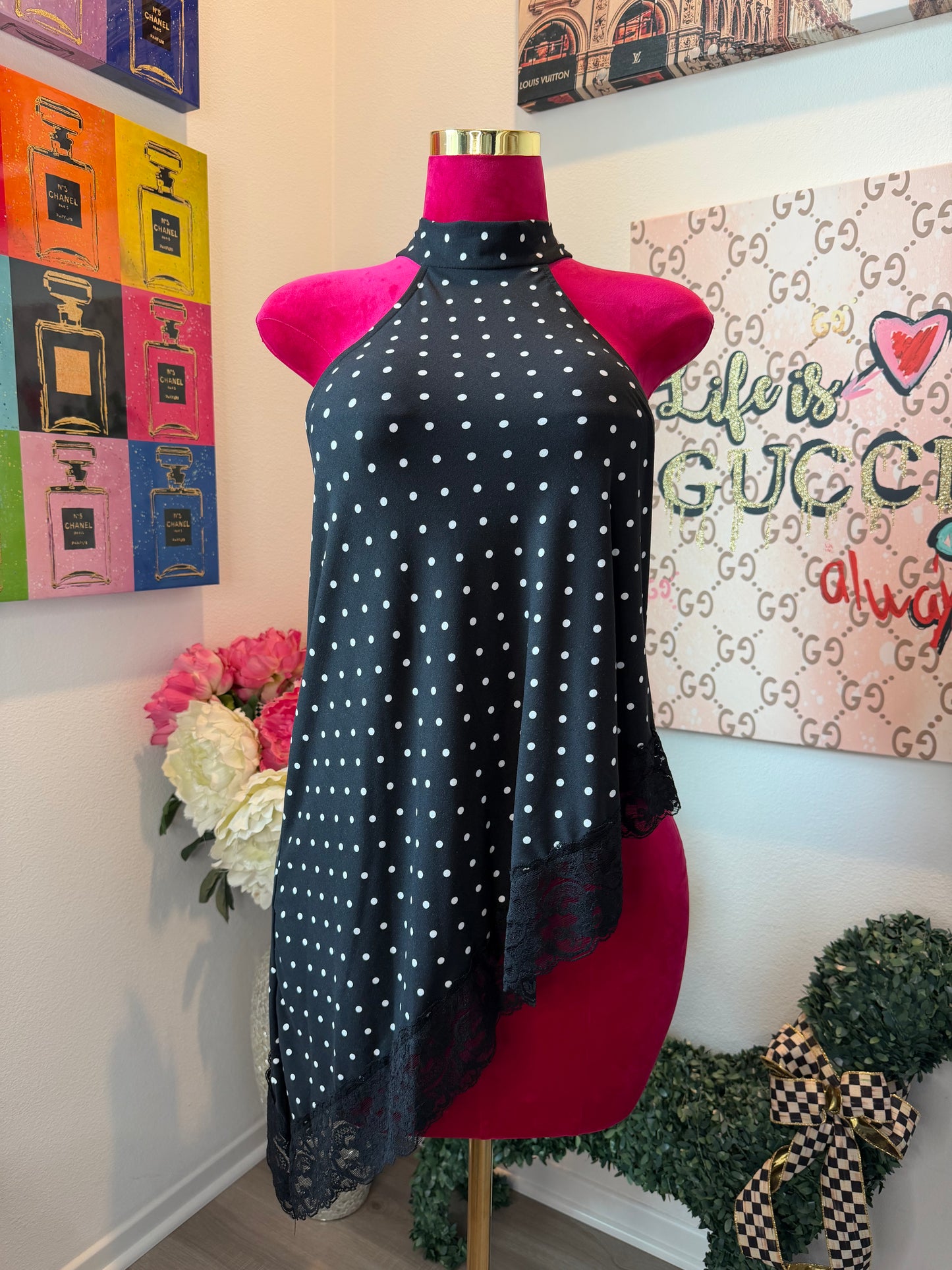 01 Polka Noir Lace Top