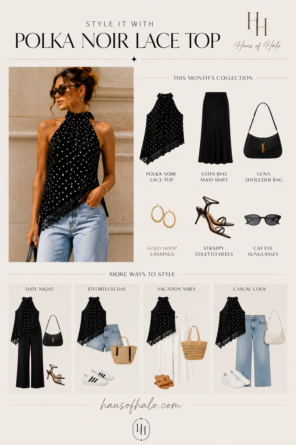01 Polka Noir Lace Top
