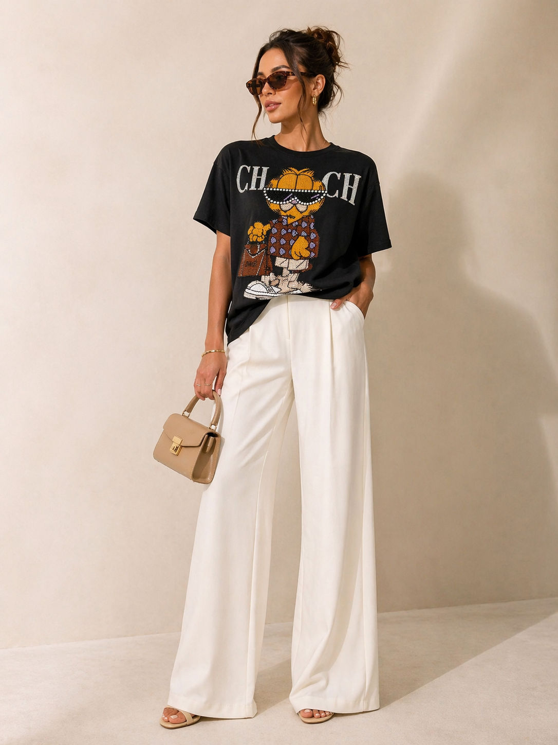 Luxe Cat Rhinestone Tee