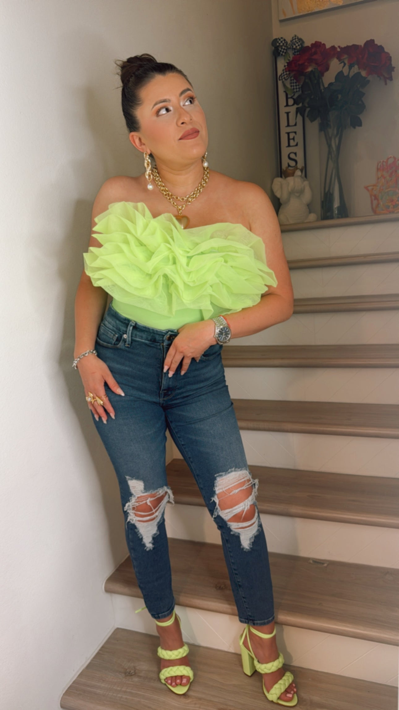 Neon Green Ruffle Top