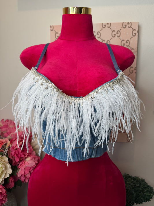 Feather Dreams Denim Bralette