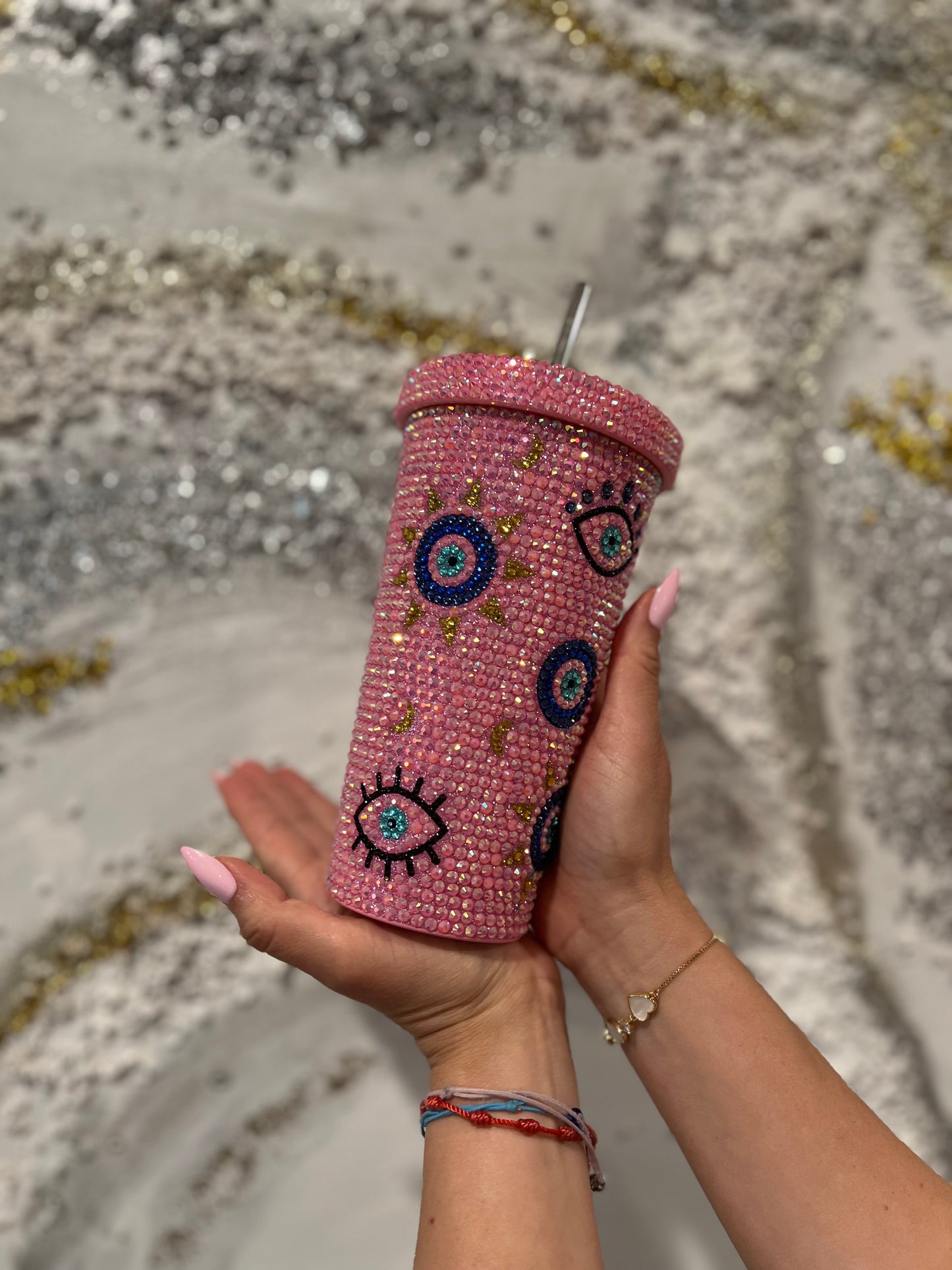 Pink Evil Eye Tumbler