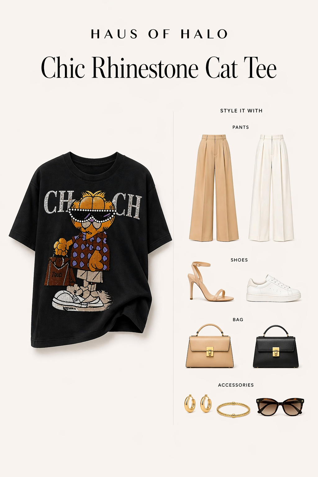 Luxe Cat Rhinestone Tee