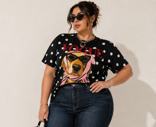 Vogue Rhinestone Icon Dog Tee