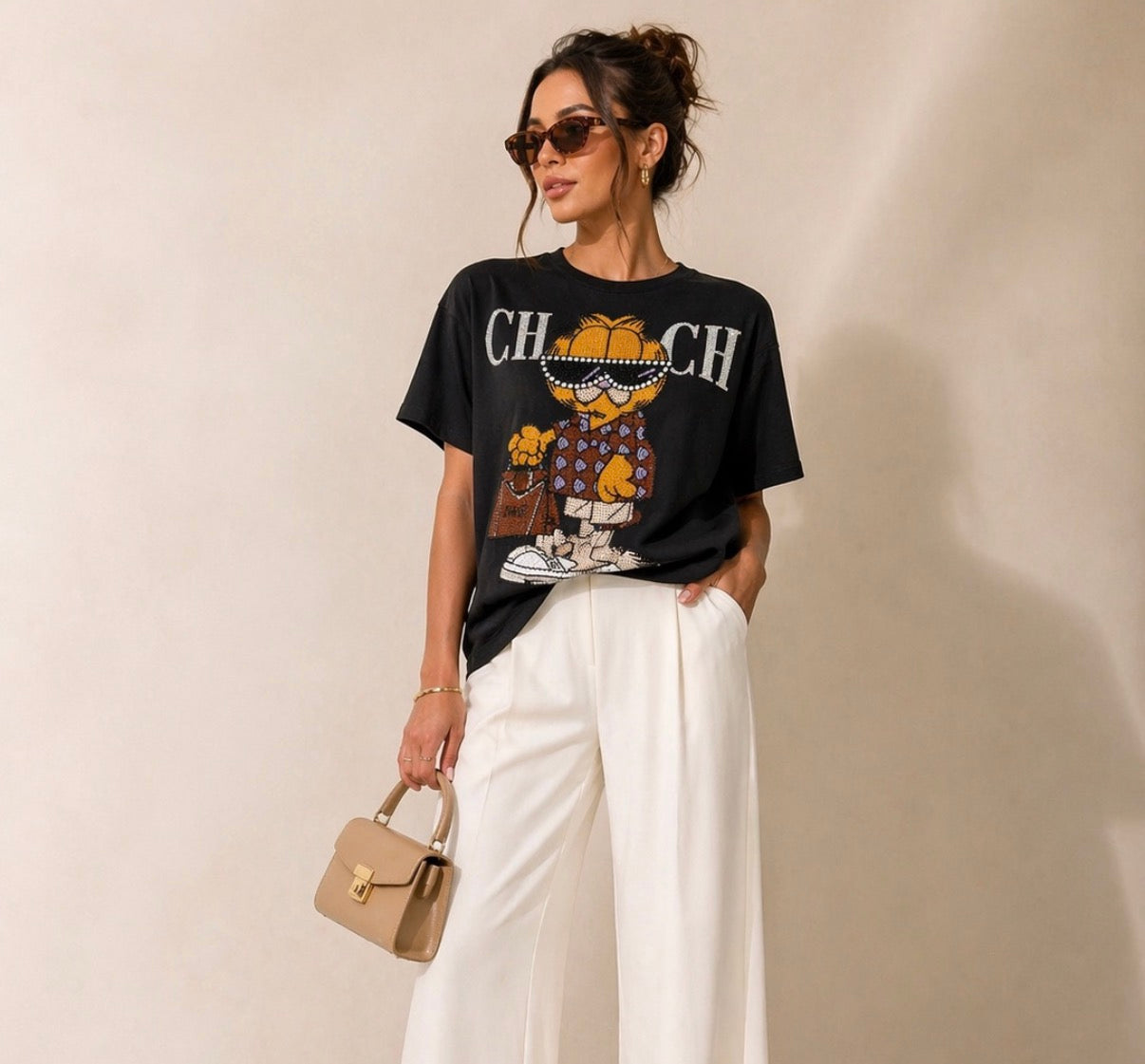Luxe Cat Rhinestone Tee